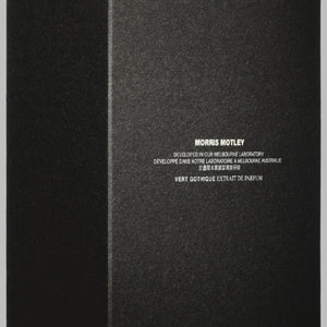 Black box with white text on a light gray background