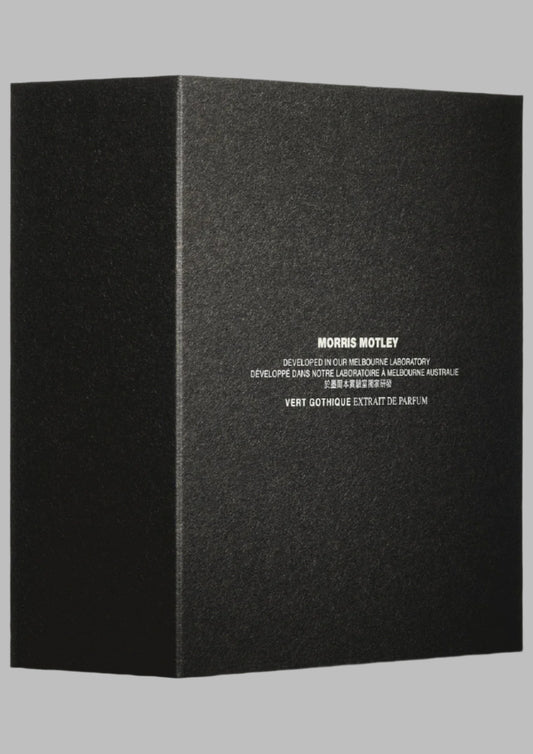 Black box with white text on a light gray background