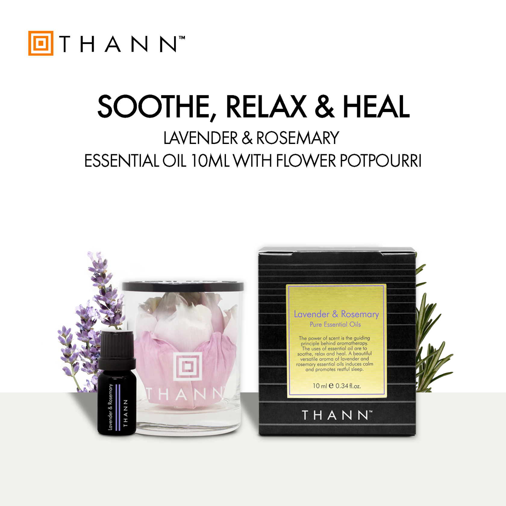 Lavender & Rosemary Essential Oil 10ml with Potpourri